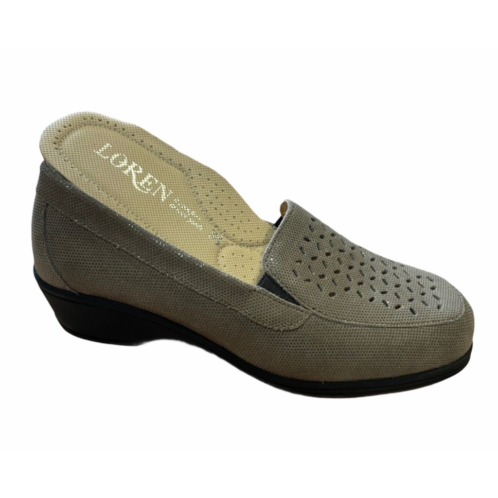 CALZATURIFICIO LOREN K4013 mocassino morbidone taupe zeppa stampato