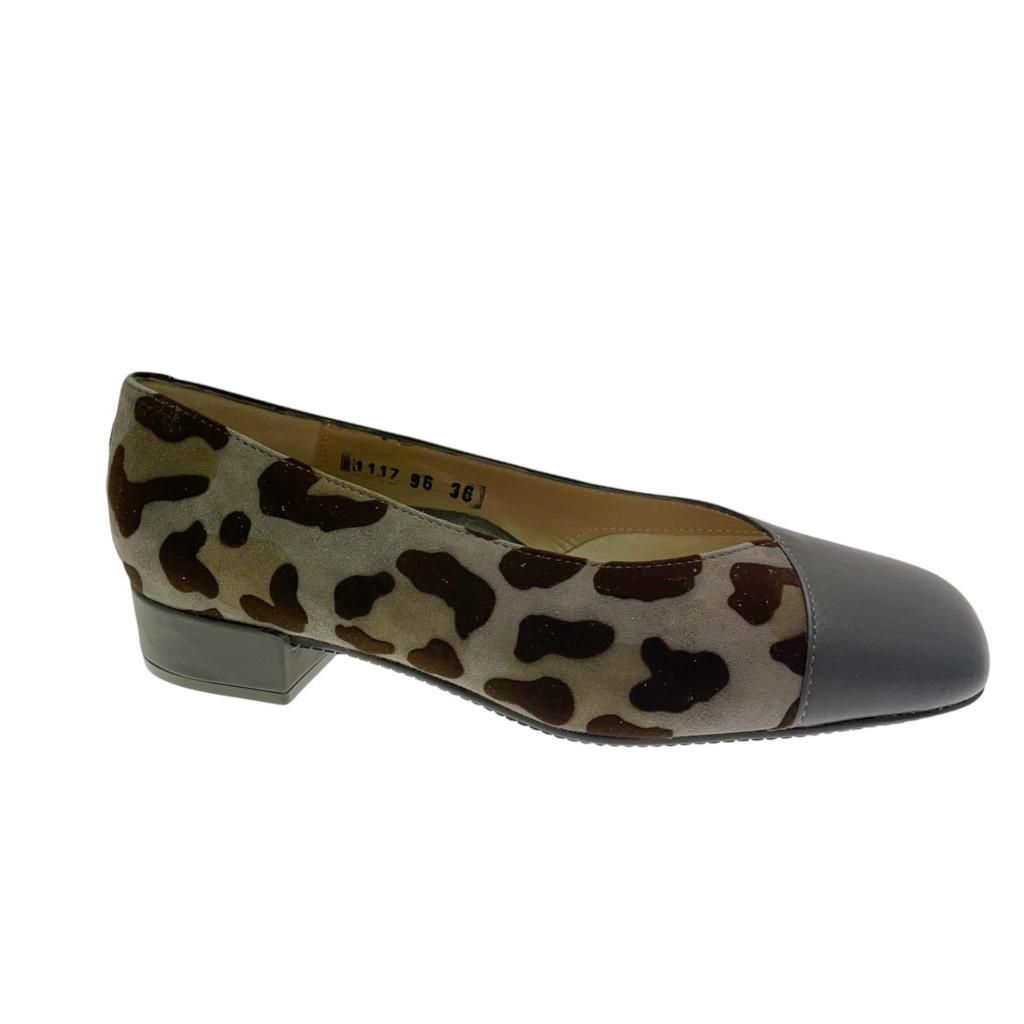 Calzaturificio Loren A1117  decolte nero leopardato animalier predisposta plantare anatomico personalizzato