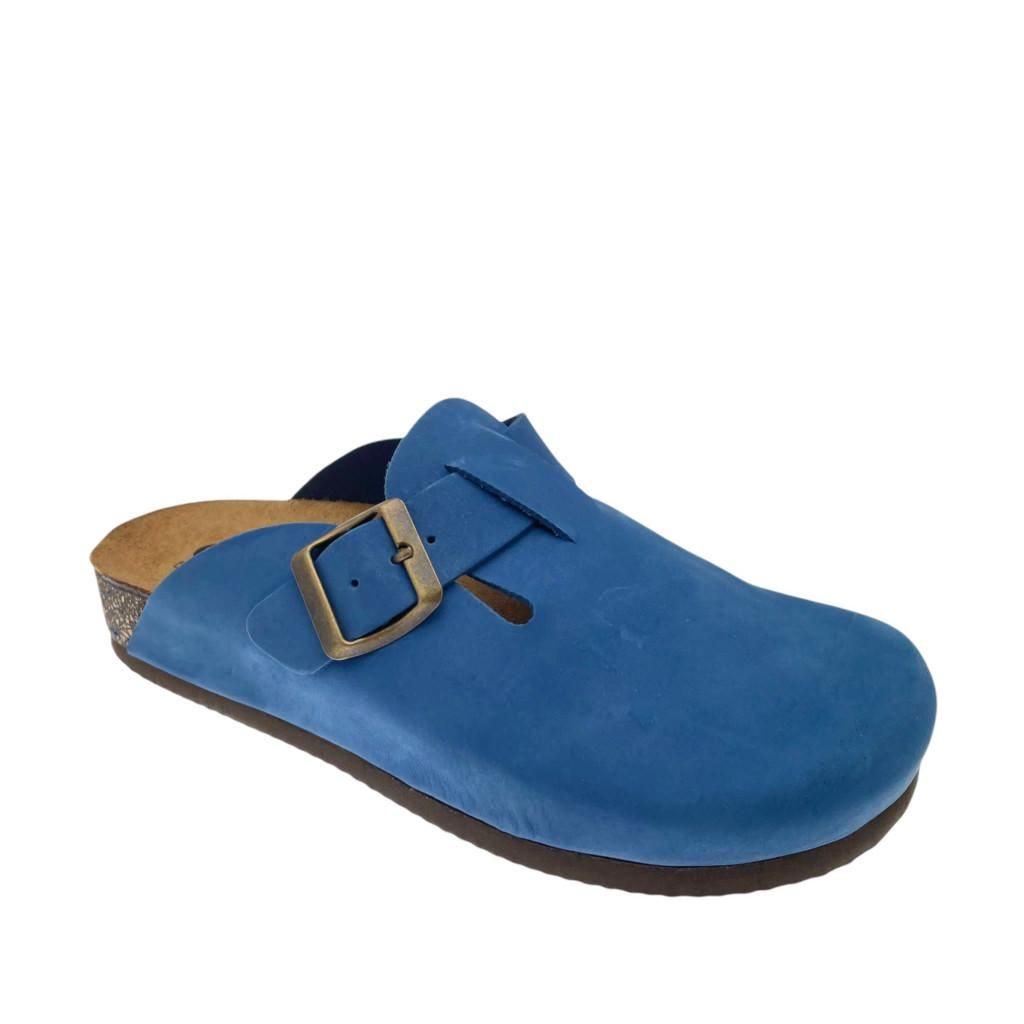 DE FONSECA ASOLO zoccolo sabot  bluette zeppa sughero fibbia