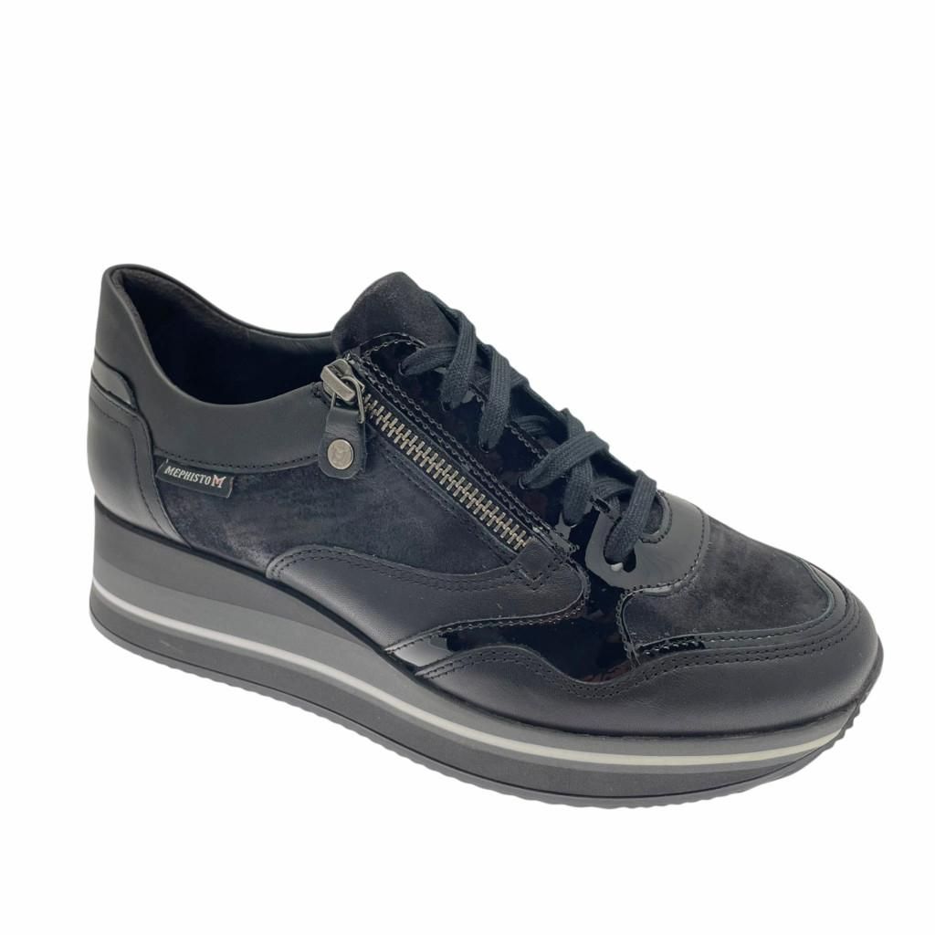 Mephisto OLIMPIA nero scarpa donna sportiva lacci e lampo sneaker