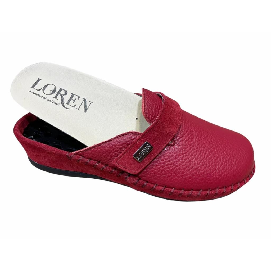 CALZATURIFICIO LOREN M2893 ciabatta chiusa rossa plantare estraibile regolabile