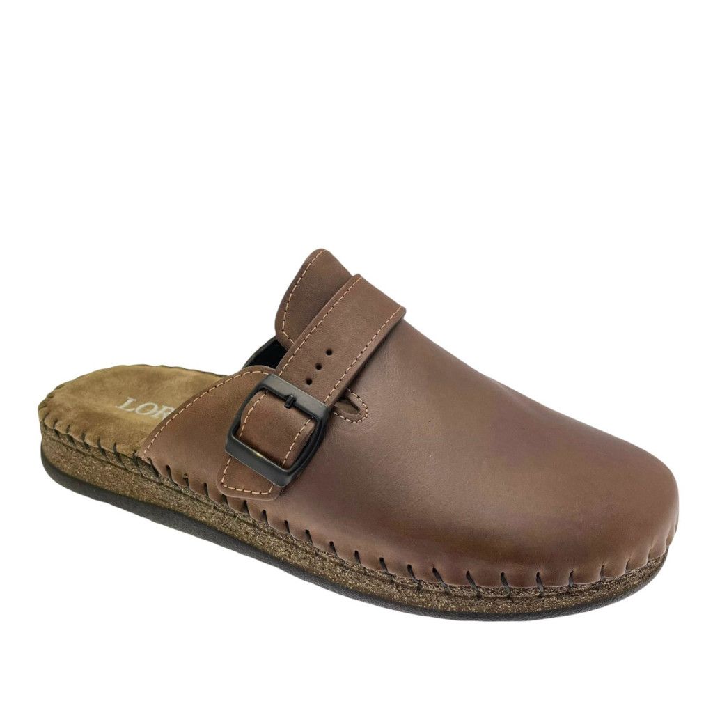 CALZATURIFICIO LOREN R5538 ciabatta  uomo chiusa pelle marrone memory