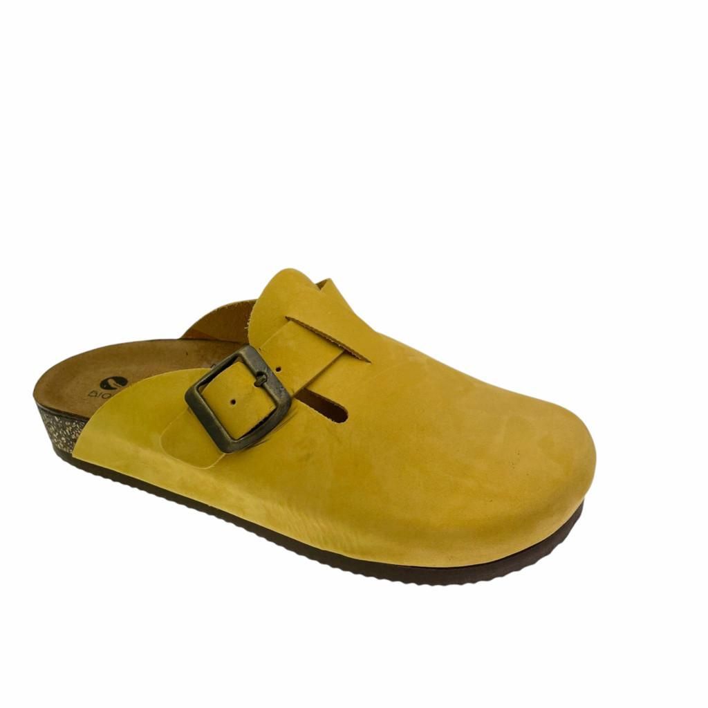 DE FONSECA ASOLO zoccolo sabot  ocra giallo zeppa sughero fibbia