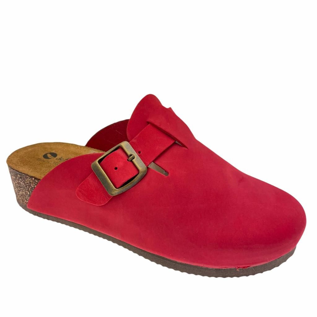 DE FONSECA ASOLO zoccolo sabot  rosso zeppa sughero fibbia