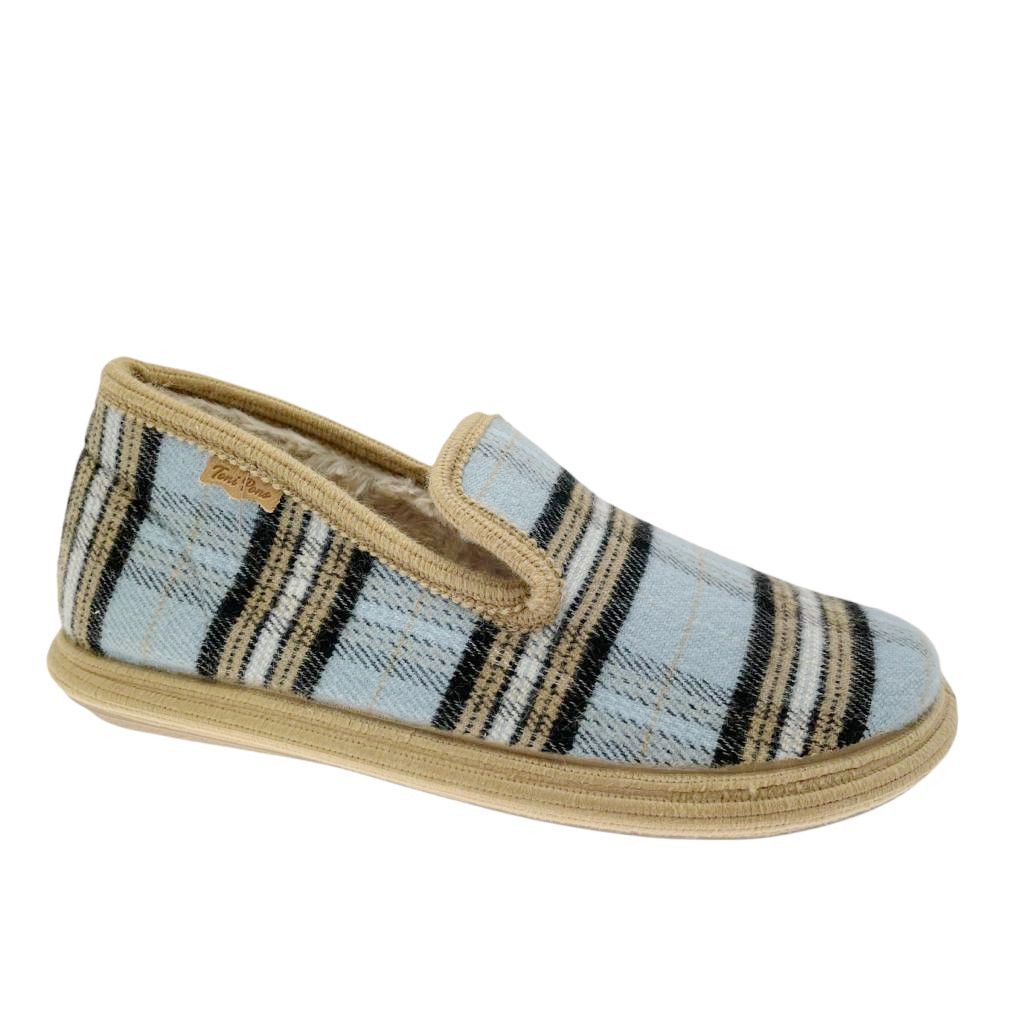 TONI PONS SLIPPERS METZ - QD pantofola  plantare estraibile fantasia tartan celeste