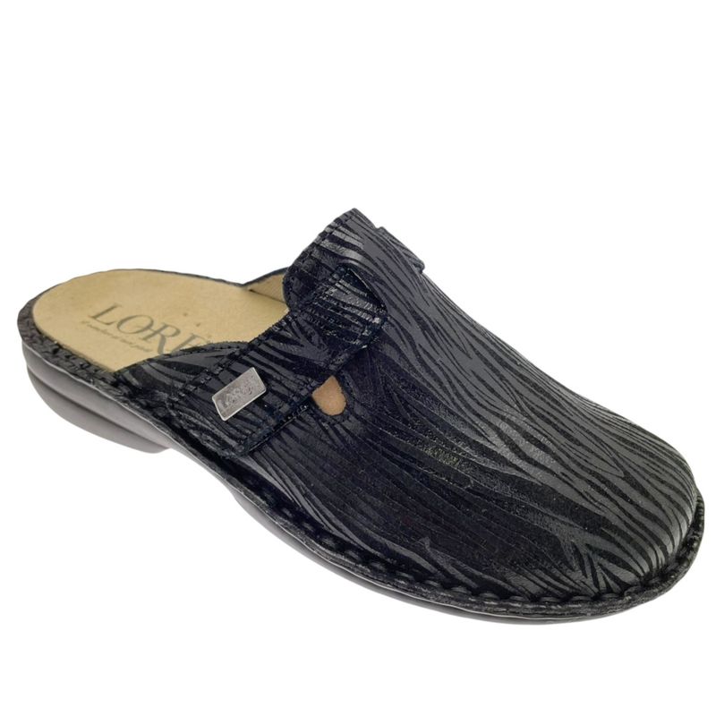CALZATURIFICIO LOREN M2884 ciabatta chiusa nero zebrata plantare estraibile regolabile