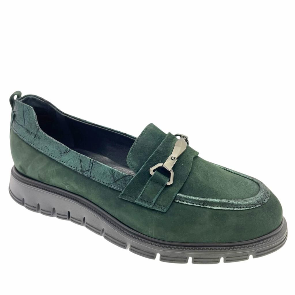 DONNA SOFT DS11220 scarpa donna mocassino camoscio verde