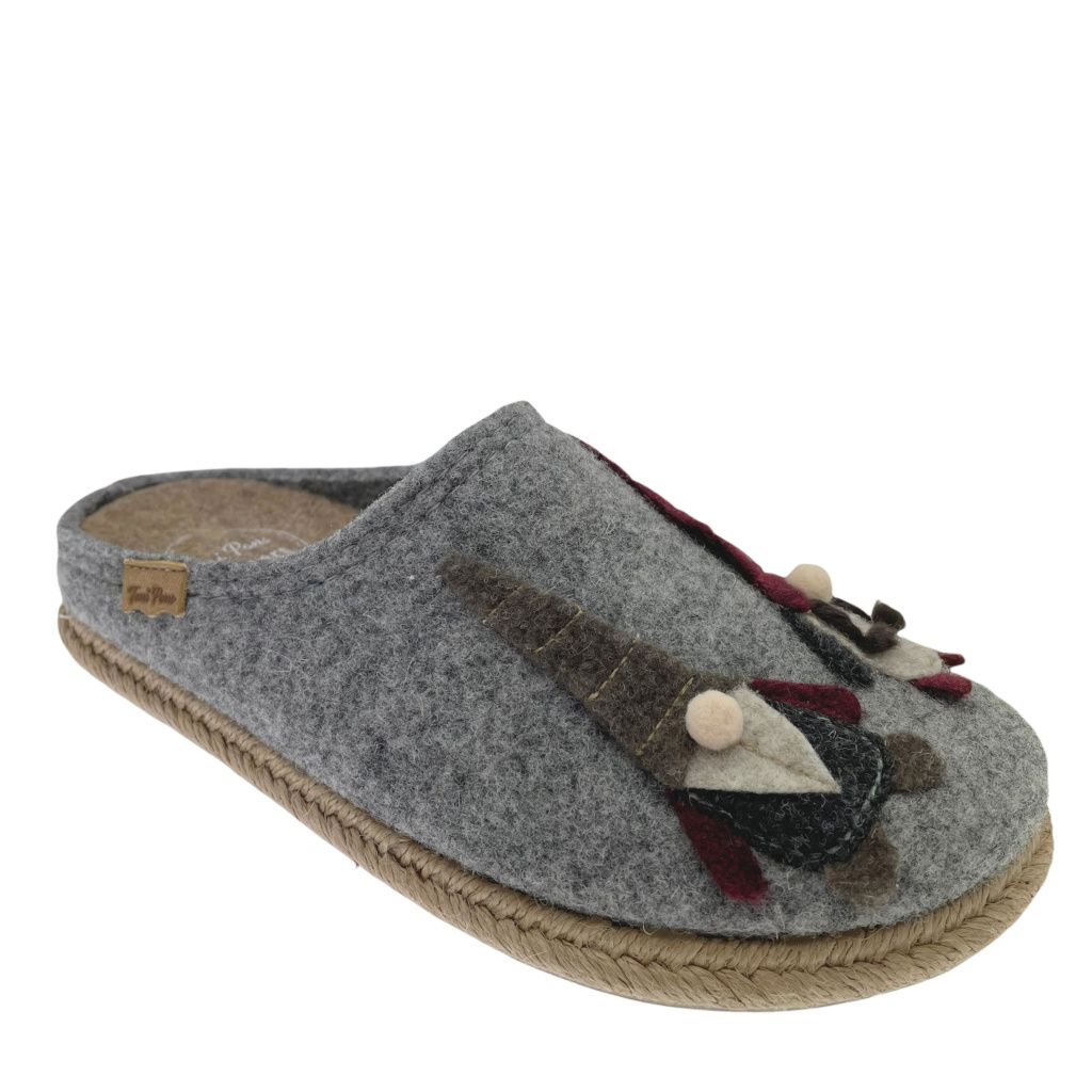 TONI PONS SLIPPERS MIRI-EF ciabatta in lana GRIGIA gnomi Xmas