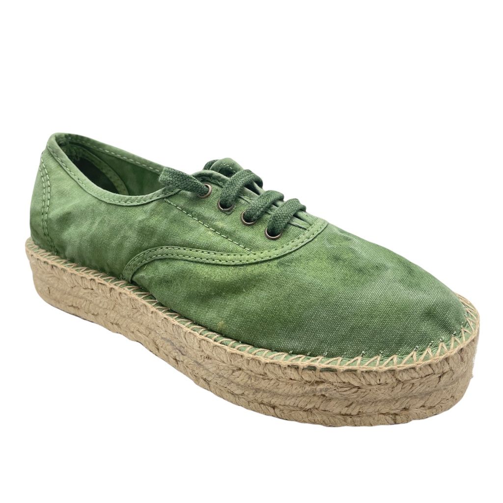 NATURAL WORLD tennis cotone zeppa in corda verde oliva 678E 613 VEGAN