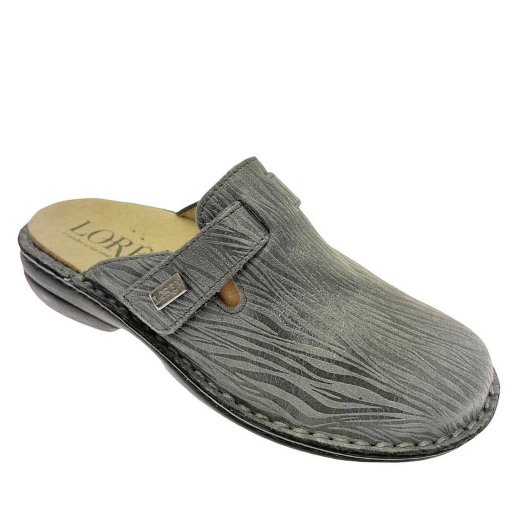 CALZATURIFICIO LOREN M2884 ciabatta chiusa grigio zebrata plantare estraibile regolabile