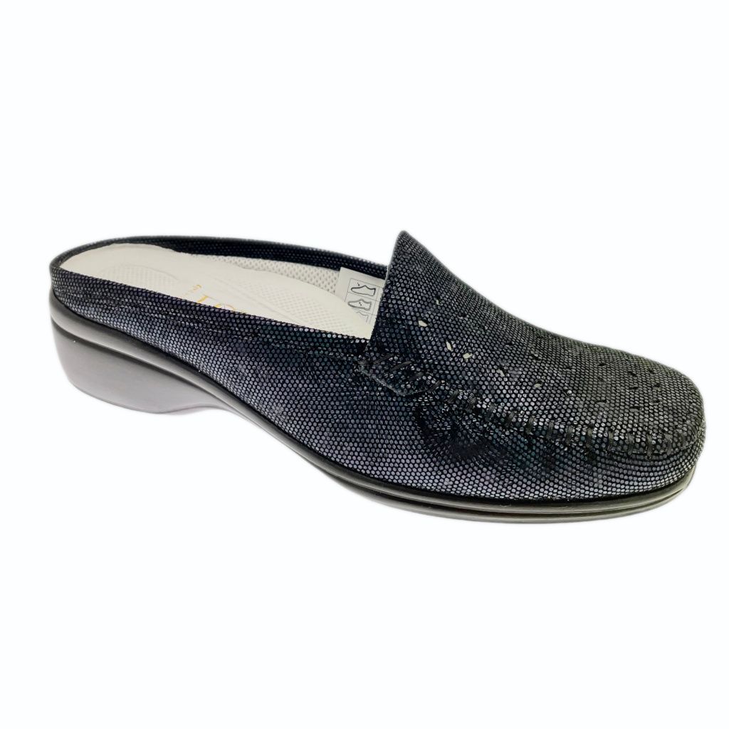CALZATURIFICIO LOREN K4029 mocassino scalzato morbidone  ciabatta  sabot zeppa blu
