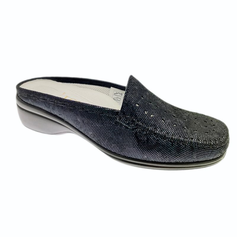 CALZATURIFICIO LOREN K4029 mocassino scalzato morbidone  ciabatta  sabot zeppa blu