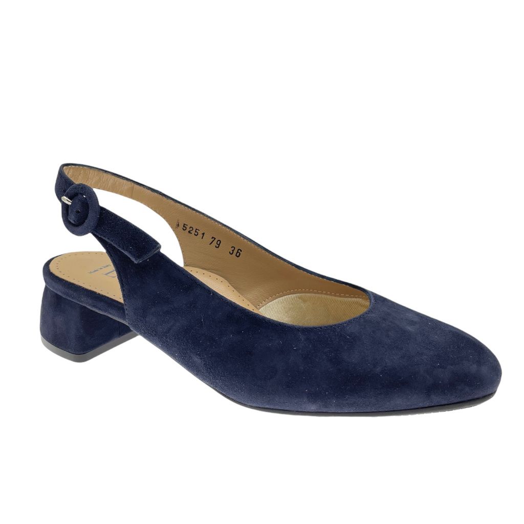 Calzaturificio Loren 5251 ARMONIA scarpa sandalo decoltè sling back in  blu calzata 7