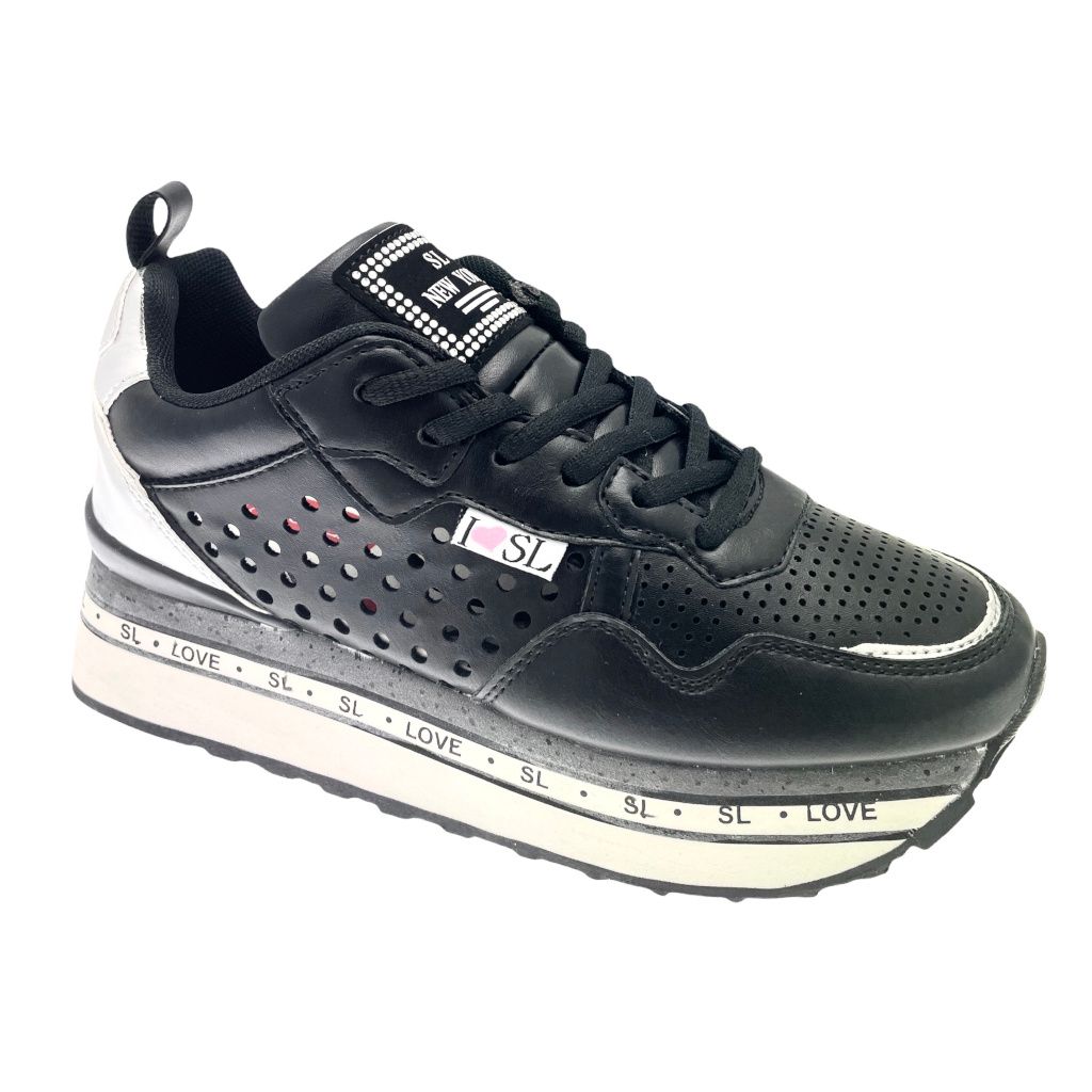 SARA LOPEZ De Fonseca Sneaker nero traforata zeppa
