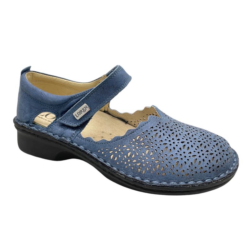 CALZATURIFICIO LOREN M2914  ballerina mary jane scarpa donna con laccetto blu avio soletta estraibile