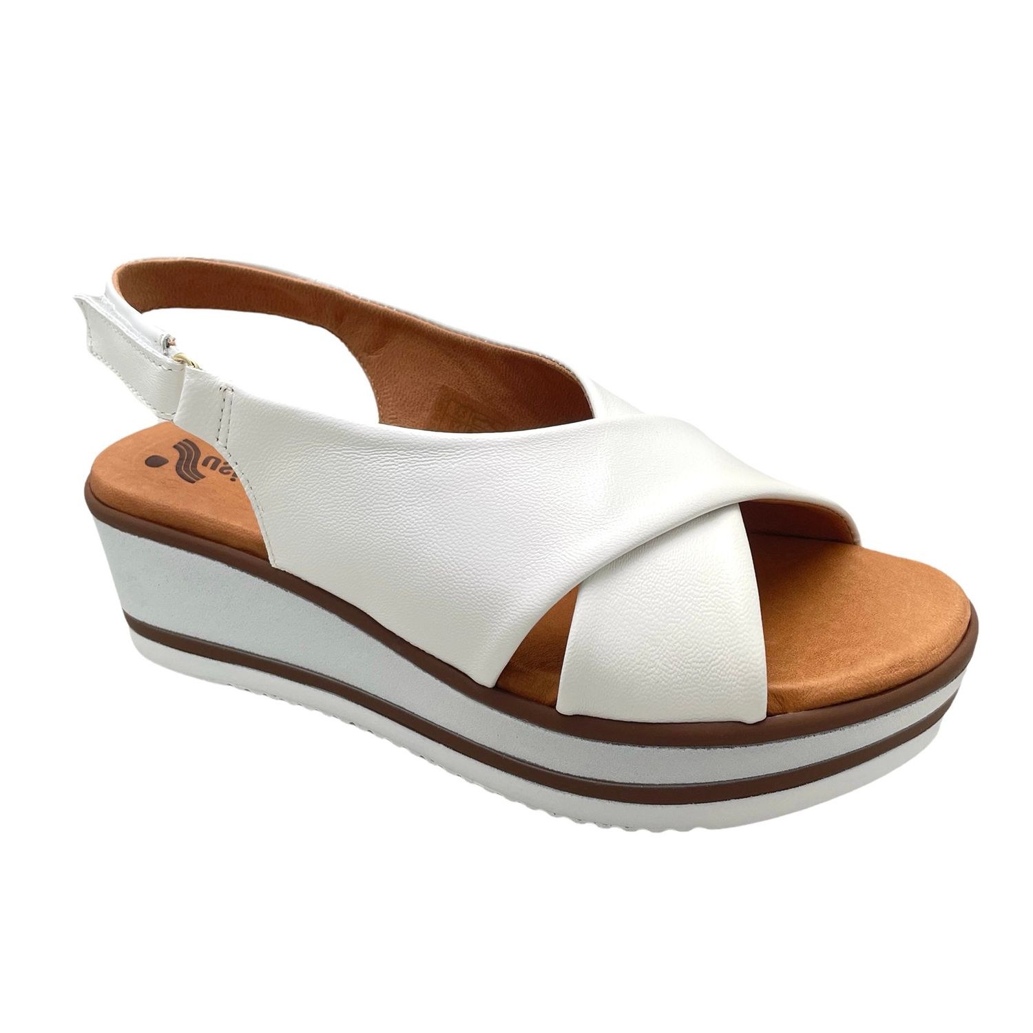 SUSIMODA SANDALO bianco per donna con zeppa  piuma gel incrocio a strappo