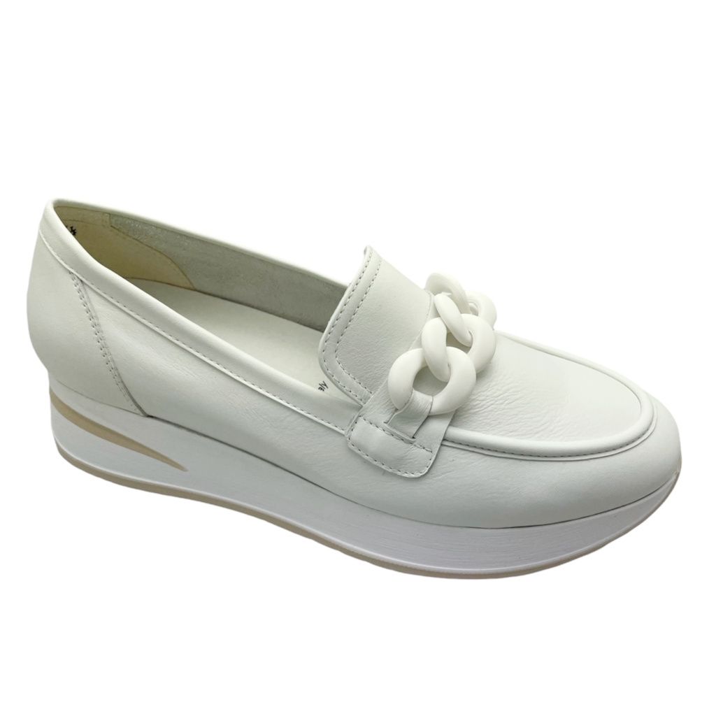 MELLUSO WALK R20076 MOCASSINO accollato slip on per donna catena bianco total white