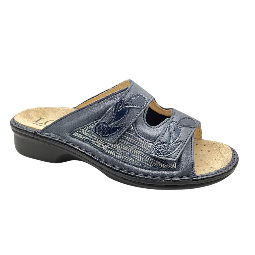 LOREN M2923 ciabatta per donna aperta blu elisticizzata soletta estraibile regolabile scalzato