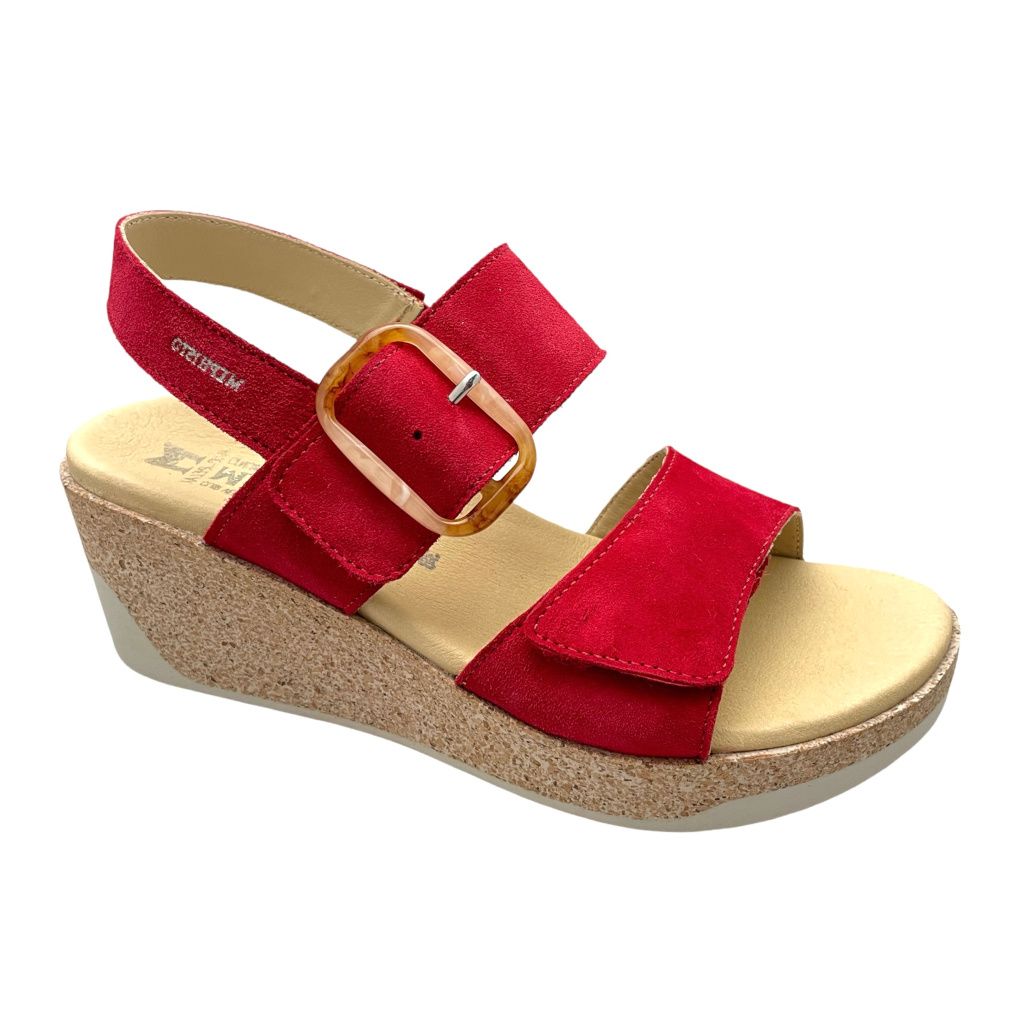 MEPHISTO GIULIA sandalo per donna a strappo rosso zeppa Soletta soft