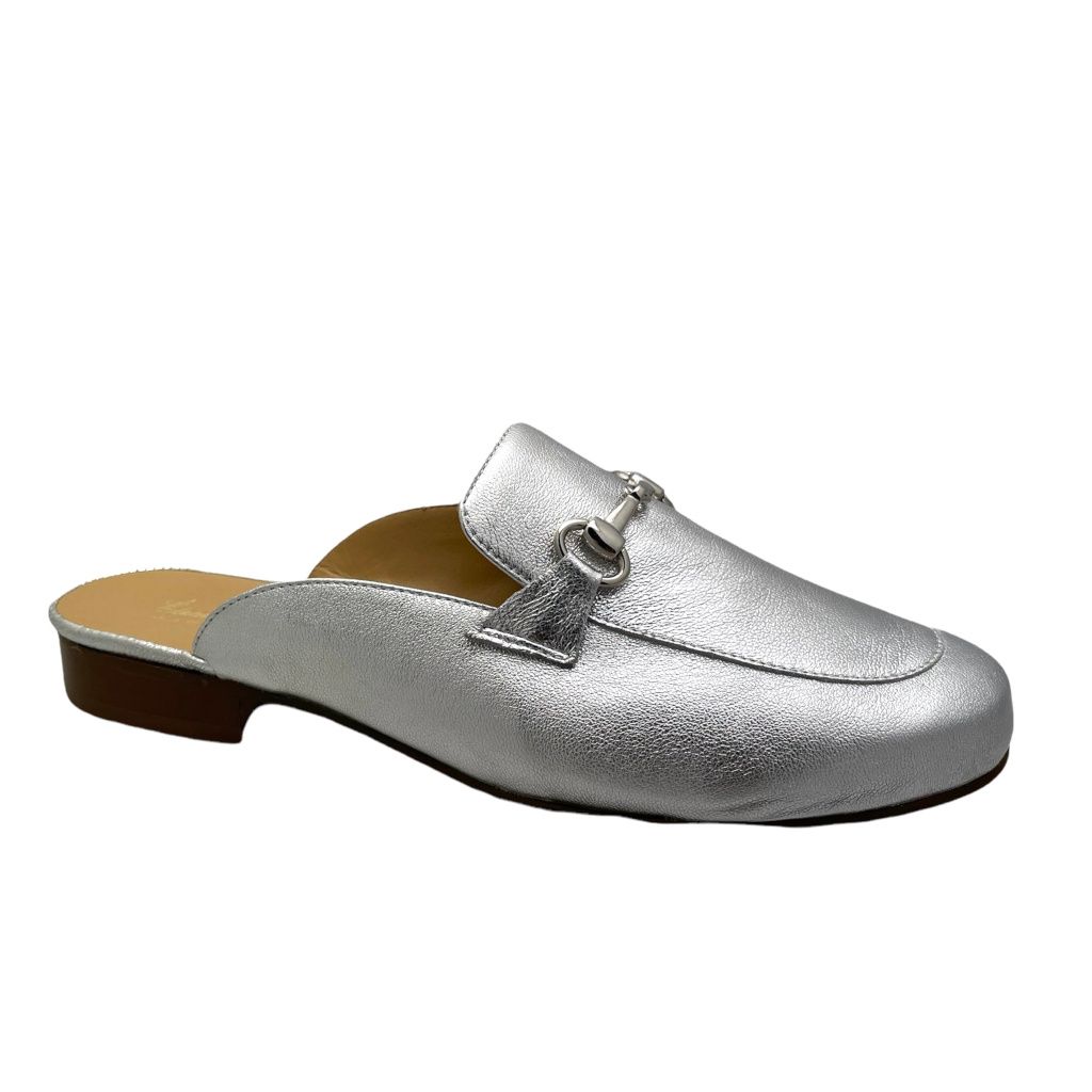 ETIENNE  scarpa donna mocassino sabot con morsetto argento made in Italy