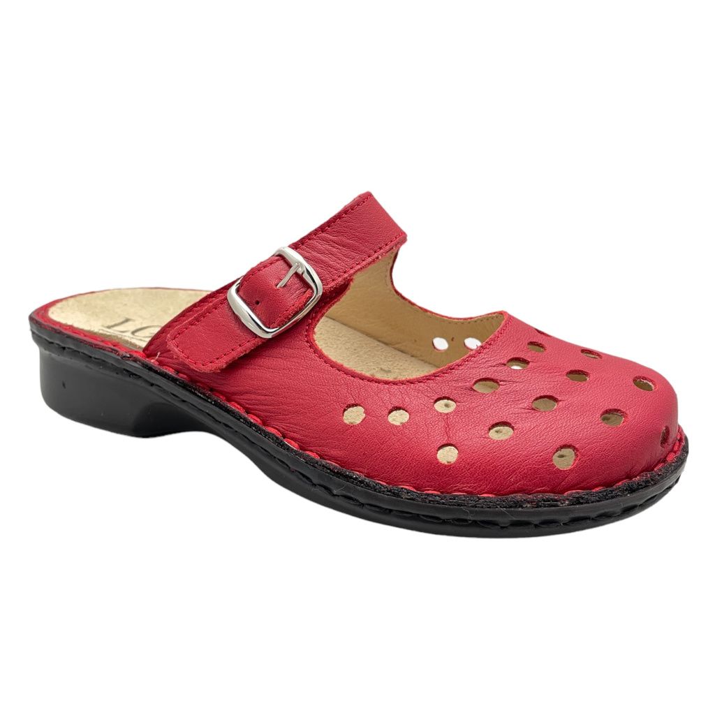 Calzaturificio LOREN M2917  ciabatta chiusa sabot  rosso trafori soletta estraibile 42 forma L