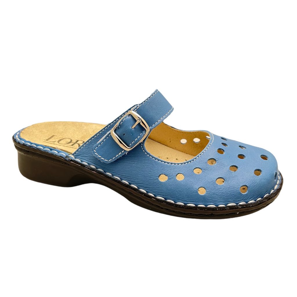 Calzaturificio LOREN M2917  ciabatta chiusa sabot scalzato bluette soletta estraibile 42 forma L