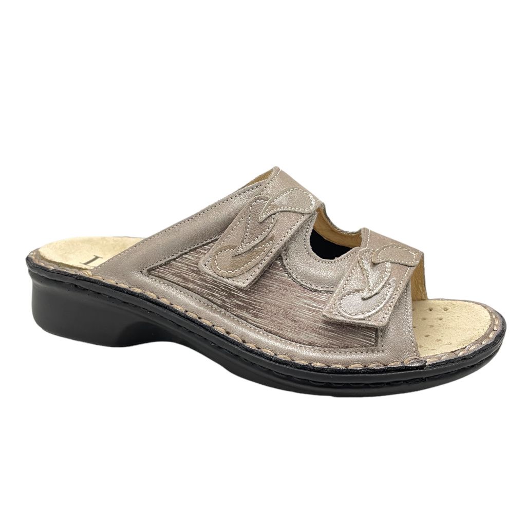 LOREN M2923 ciabatta per donna aperta tortora elasticizzata soletta estraibile regolabile scalzato