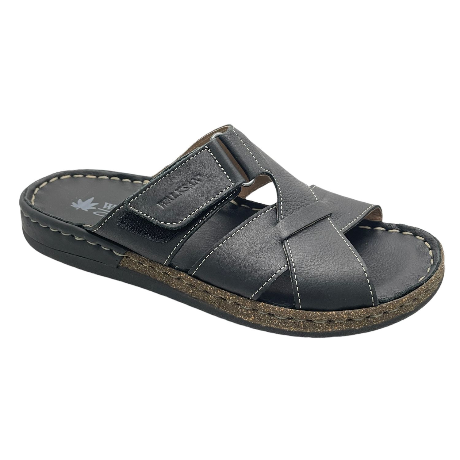 WALKSAN ciabatta sabot per uomo nero con plantare memory a strappo
