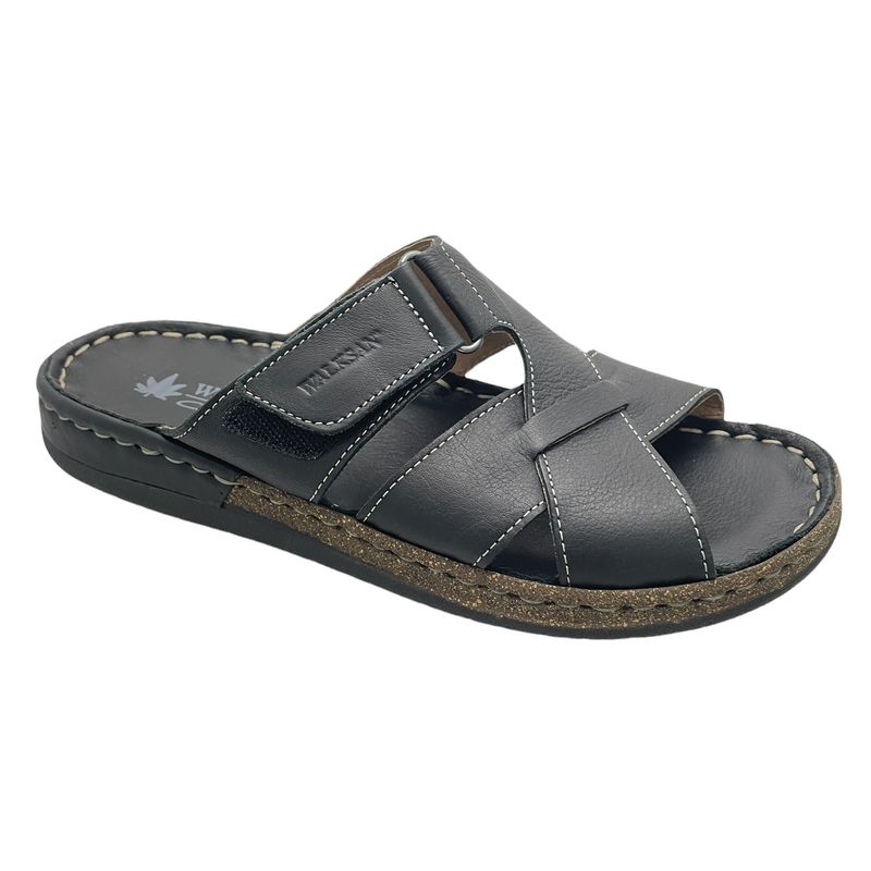 WALKSAN ciabatta sabot per uomo nero con plantare memory a strappo