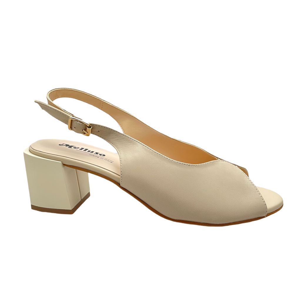 MELLUSO K35145 sandalo per donna  36 41 42  beige crema tacco sling back shoes scollo a V