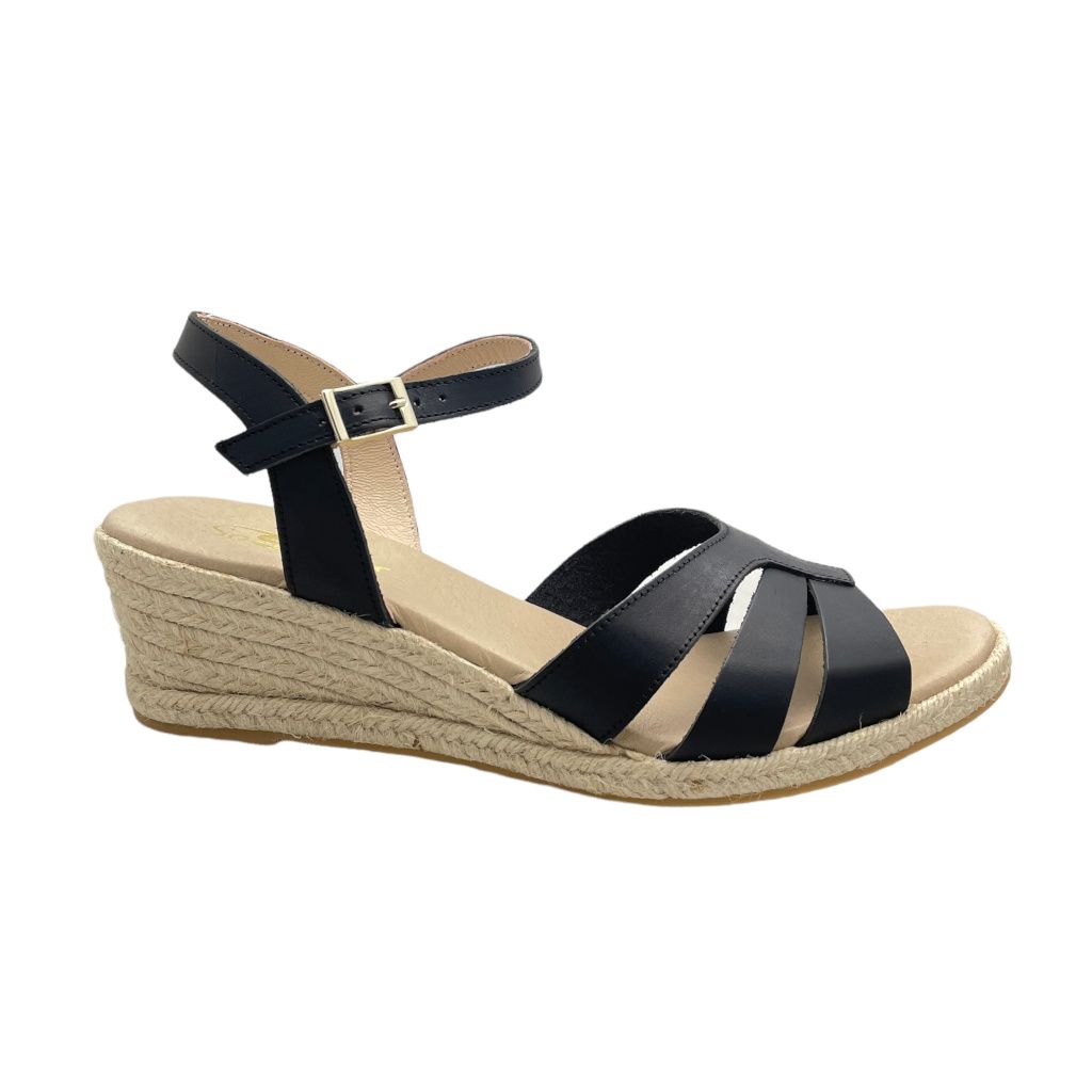 SHOES4ME sandalo per donna con zeppa in corda nero 46