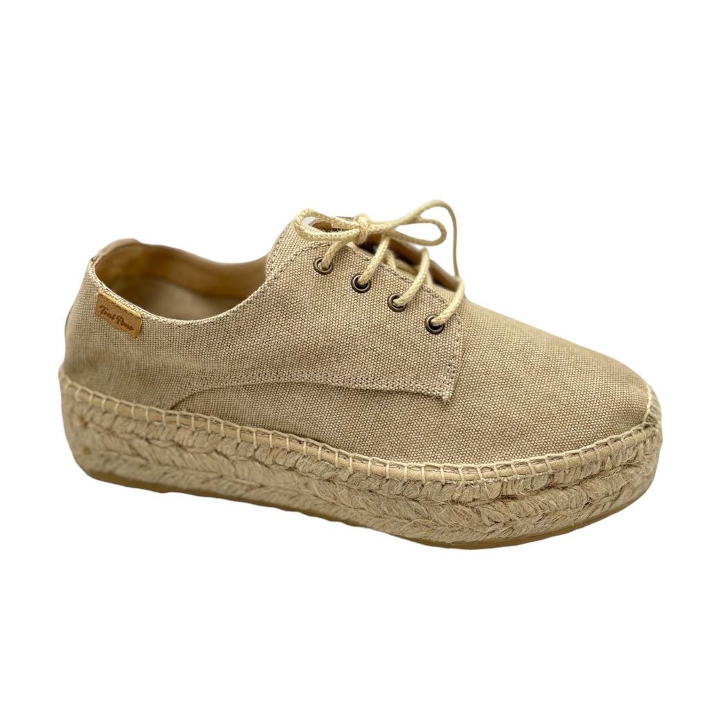 TONI PONS FREYA beige scarpa con lacci per donna con zeppa in corda vegan shoes