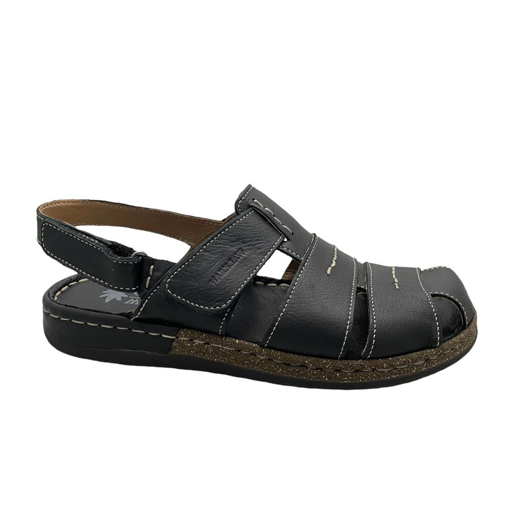 WALKSAN scarpa sandalo chiuso per uomo nero con plantare memory a strappo super comodo