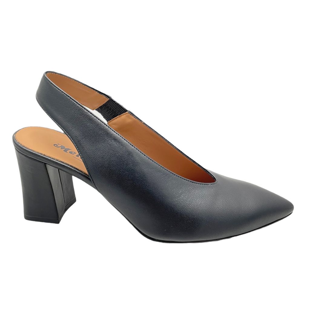 MELLUSO D158 N sandalo per donna sling back chiuso in punta  36 36,5 37 nero tacco scollo a V