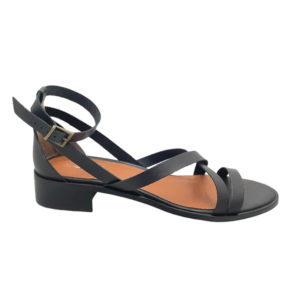 SHOES4ME sandalo per donna  a listini NERO numeri 43 44  45