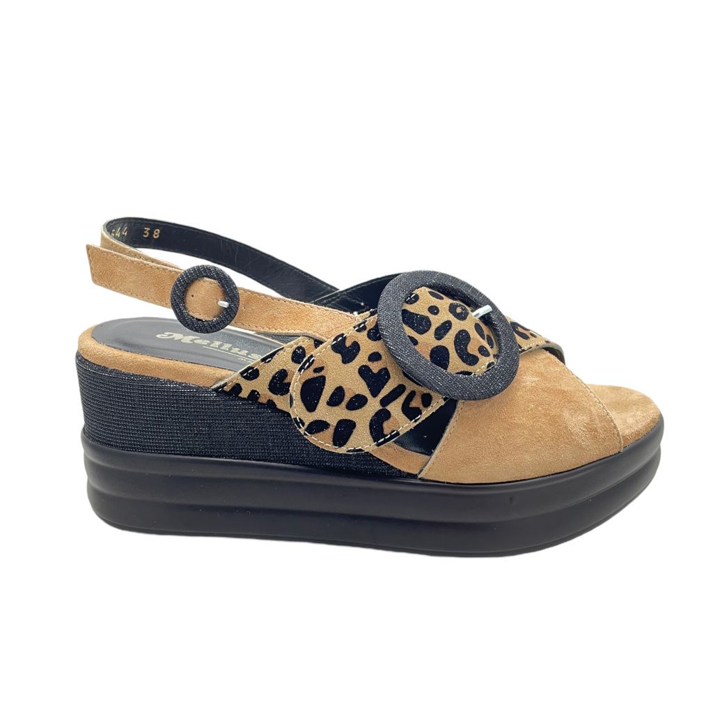 MELLUSO sandalo per donna con zeppa stampa animalier fascia incrociata