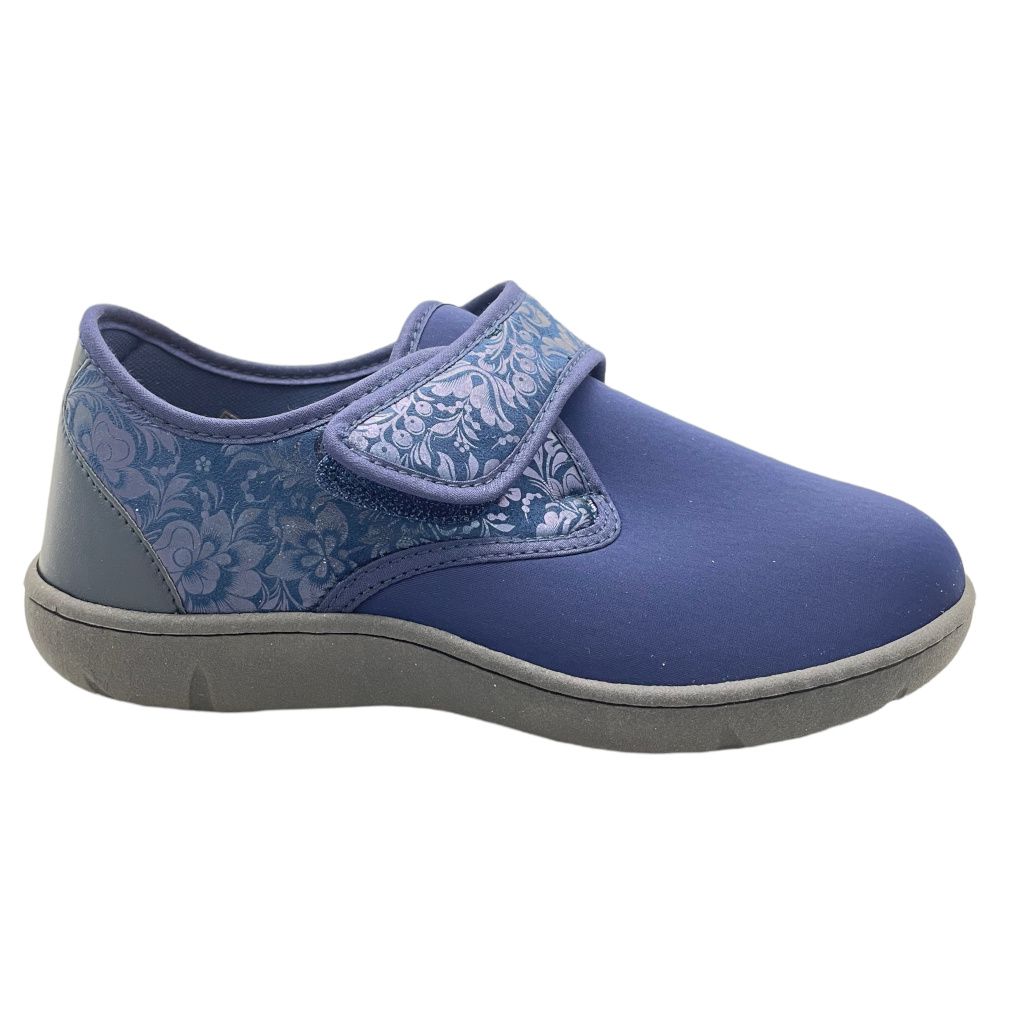 SHOES4ME 5278 pantofola a strappo in cotone elasticizzato blu soletta estraibile fisioterapia 42