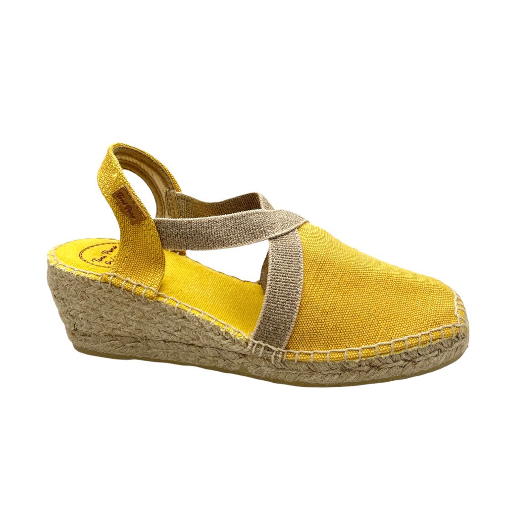 Toni Pons TERRA - V espadrillas giallo groc con elastico inscrociato sandalo chiuso ideale per piede sottile