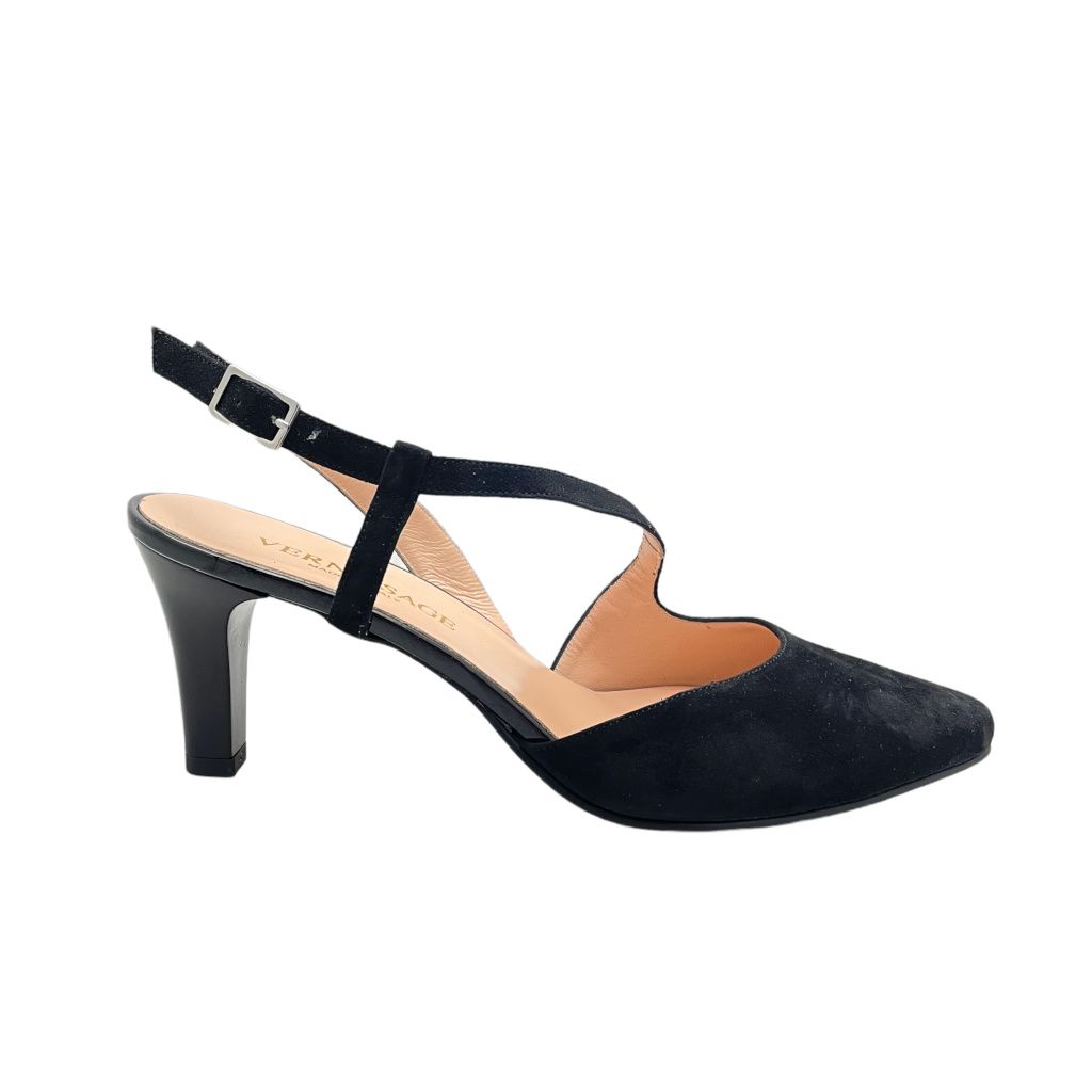 SOFFICE SOGNO 9360 scarpa sandalo slig back in camoscio nero con laccetto