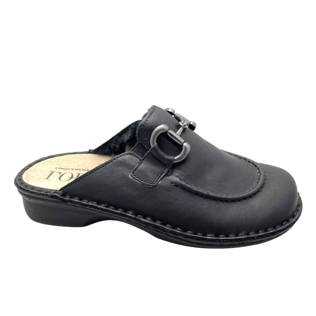 Calzaturificio LOREN M2949  ciabatta chiusa mocassino scalzato nero soletta estraibile 42 forma L