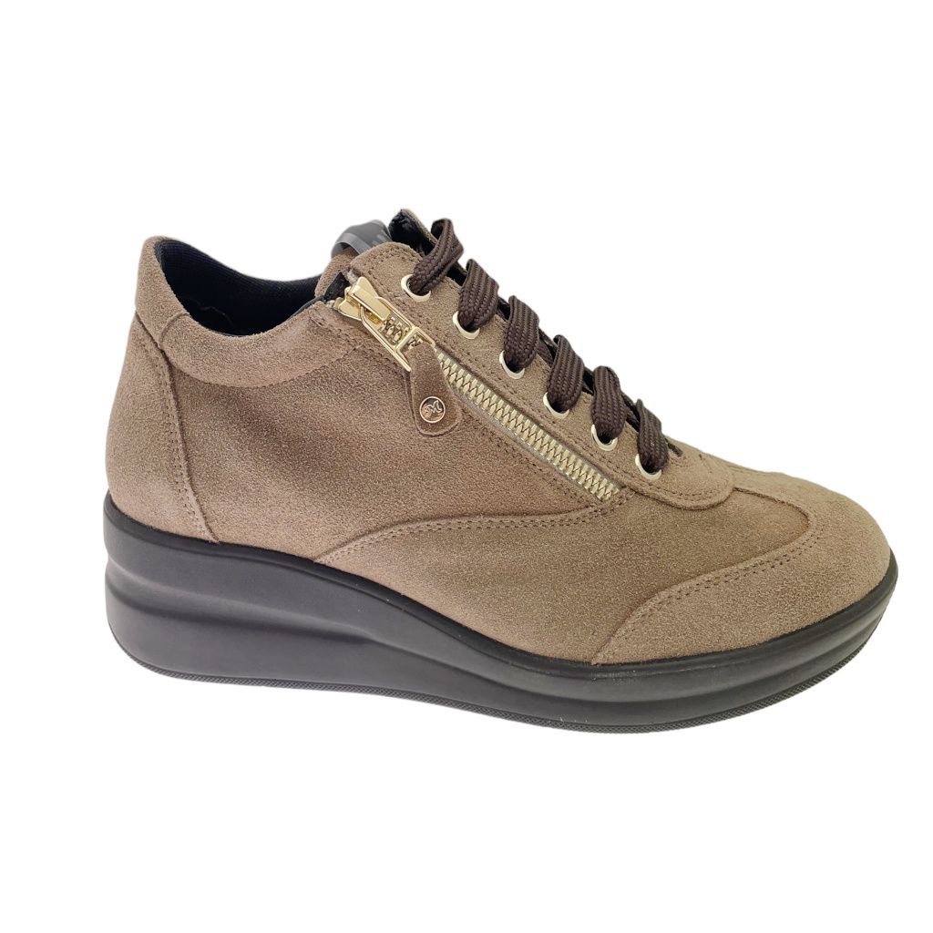 MELLUSO WALK sneaker scarpa per donna sportiva con lacci e cerniera camel 42 43