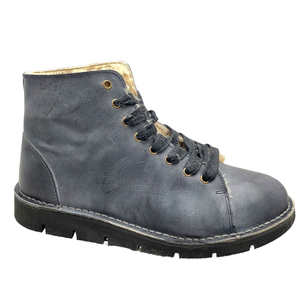 NATURAL WORLD ECO 7211 774 antracite JEANS polacchino lacci fodera lana
