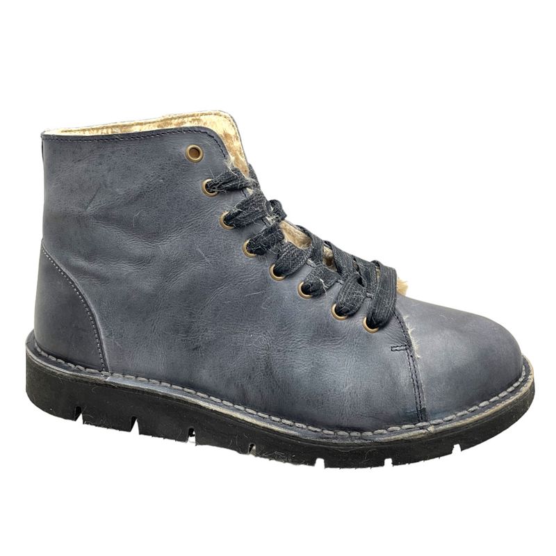 NATURAL WORLD ECO 7211 774 antracite JEANS polacchino lacci fodera lana