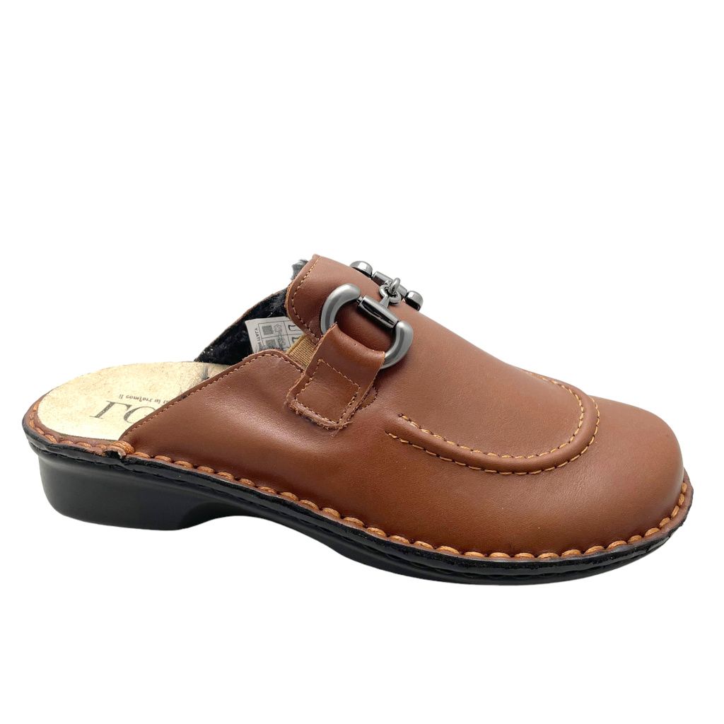 Calzaturificio LOREN M2949  ciabatta chiusa mocassino scalzato marrone soletta estraibile 42 forma L