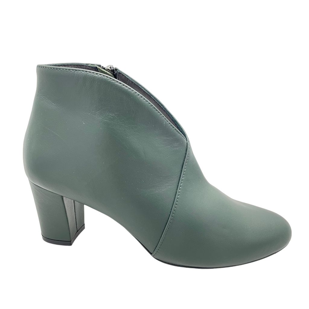 MELLUSO Z420 accollato anckle boot stivaletto per donna verde tacco scollo a V 33