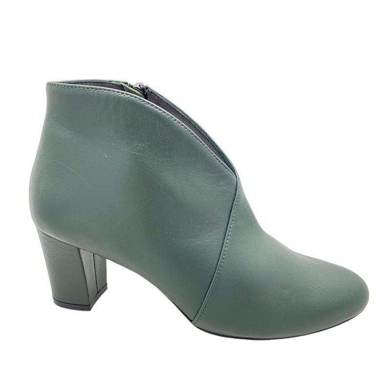 MELLUSO Z420 accollato anckle boot stivaletto per donna verde tacco scollo a V 33