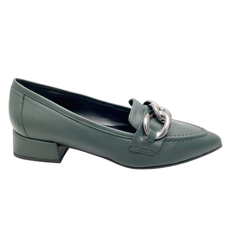 MELLUSO V5329 mocassino scarpa donna accollata verde con maxi catena 34 42