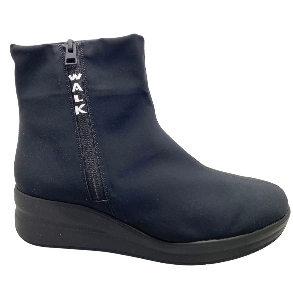 MELLUSO WALK R25628 stivaletto anckle boot per donna con zeppa cerniera lampo nera 42