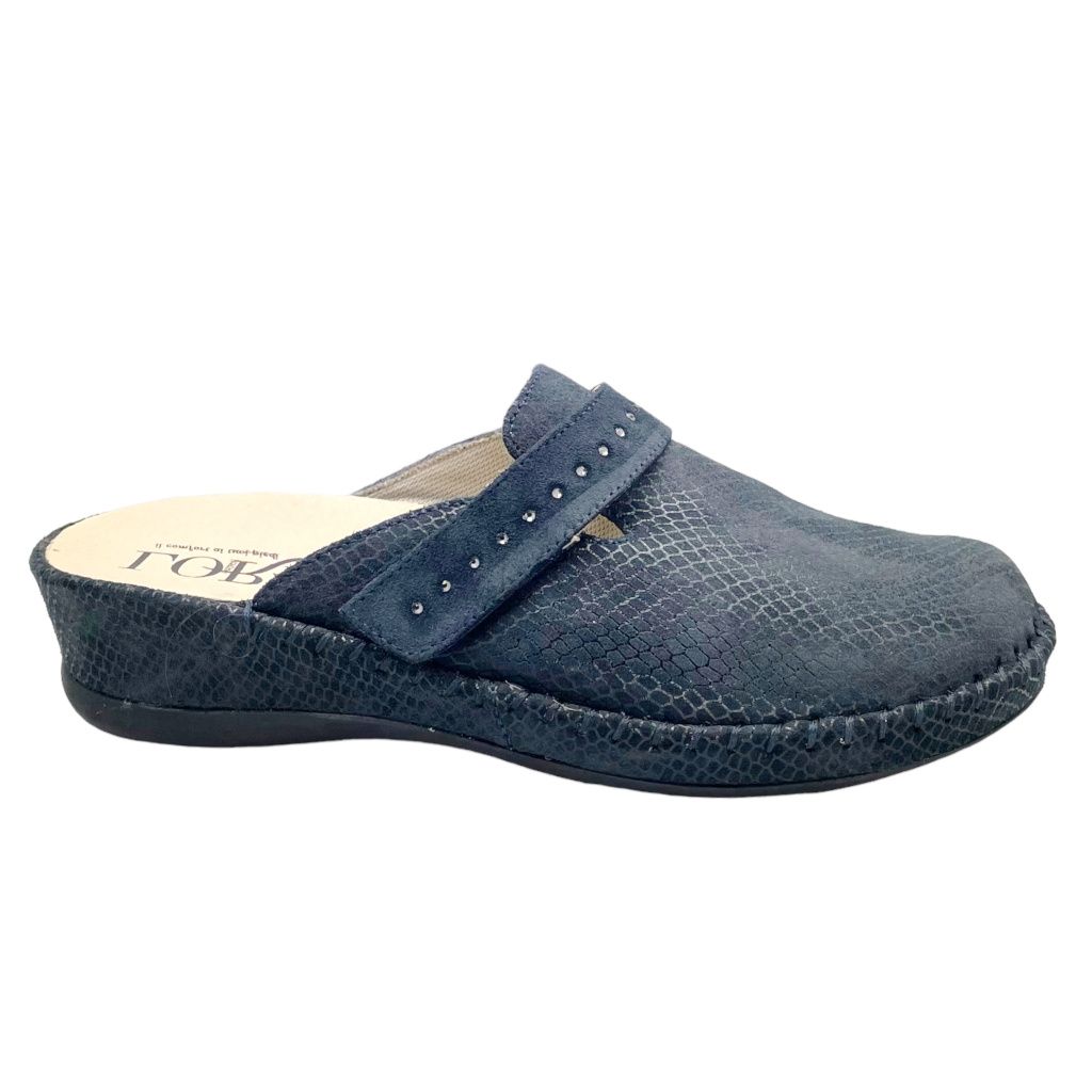 LOREN M2952 ciabatta pantofola per donna chiusa blu a strappo