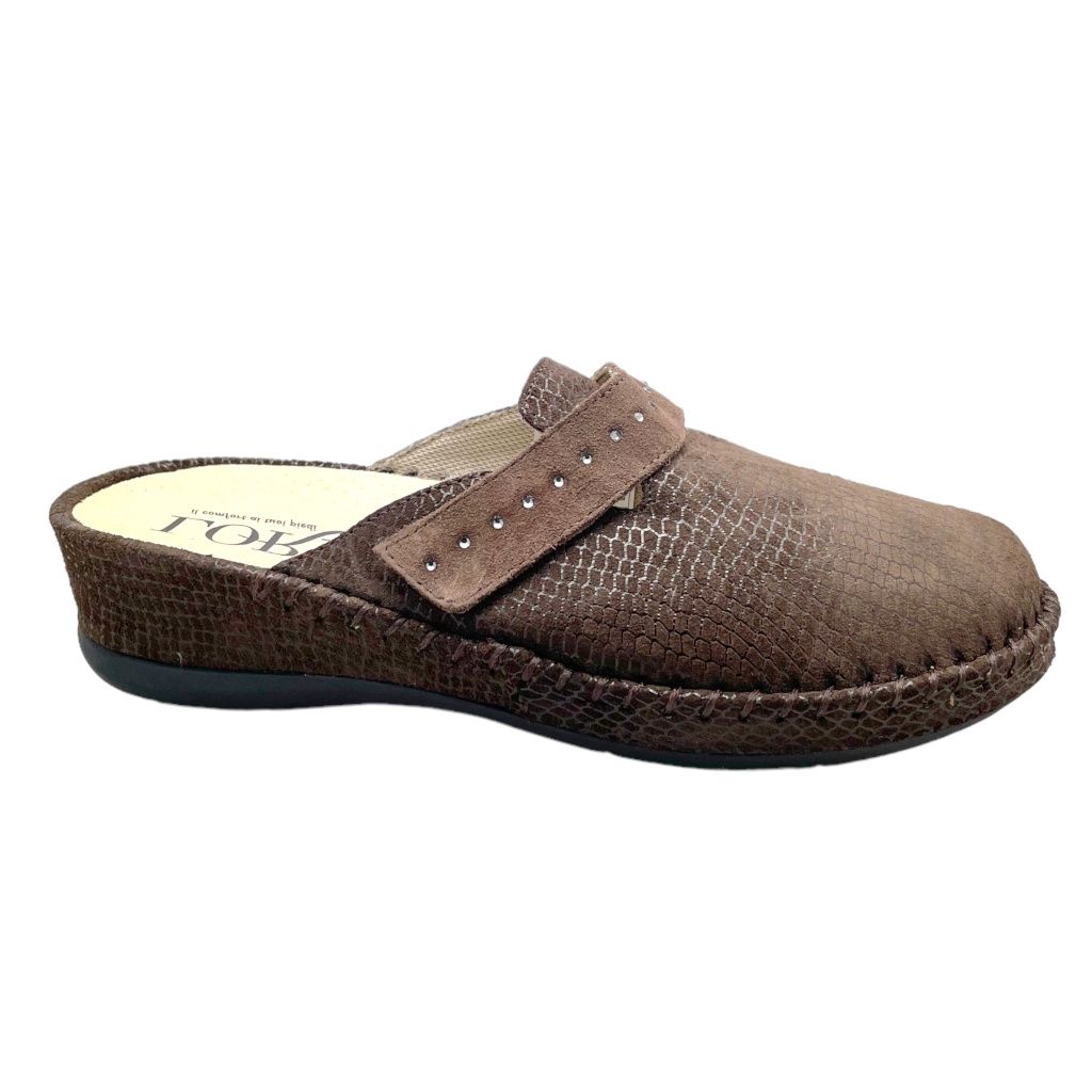 LOREN M2952 pantofola ciabatta chiusa marrone  regolabile  soletta  estraibile